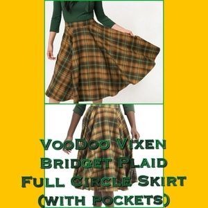 💛 Bridget Plaid Full Circle Skirt in Green Tartan 💛